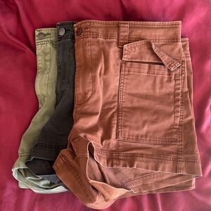 Set of Three Casual Shorts in Brown, Green, and Black